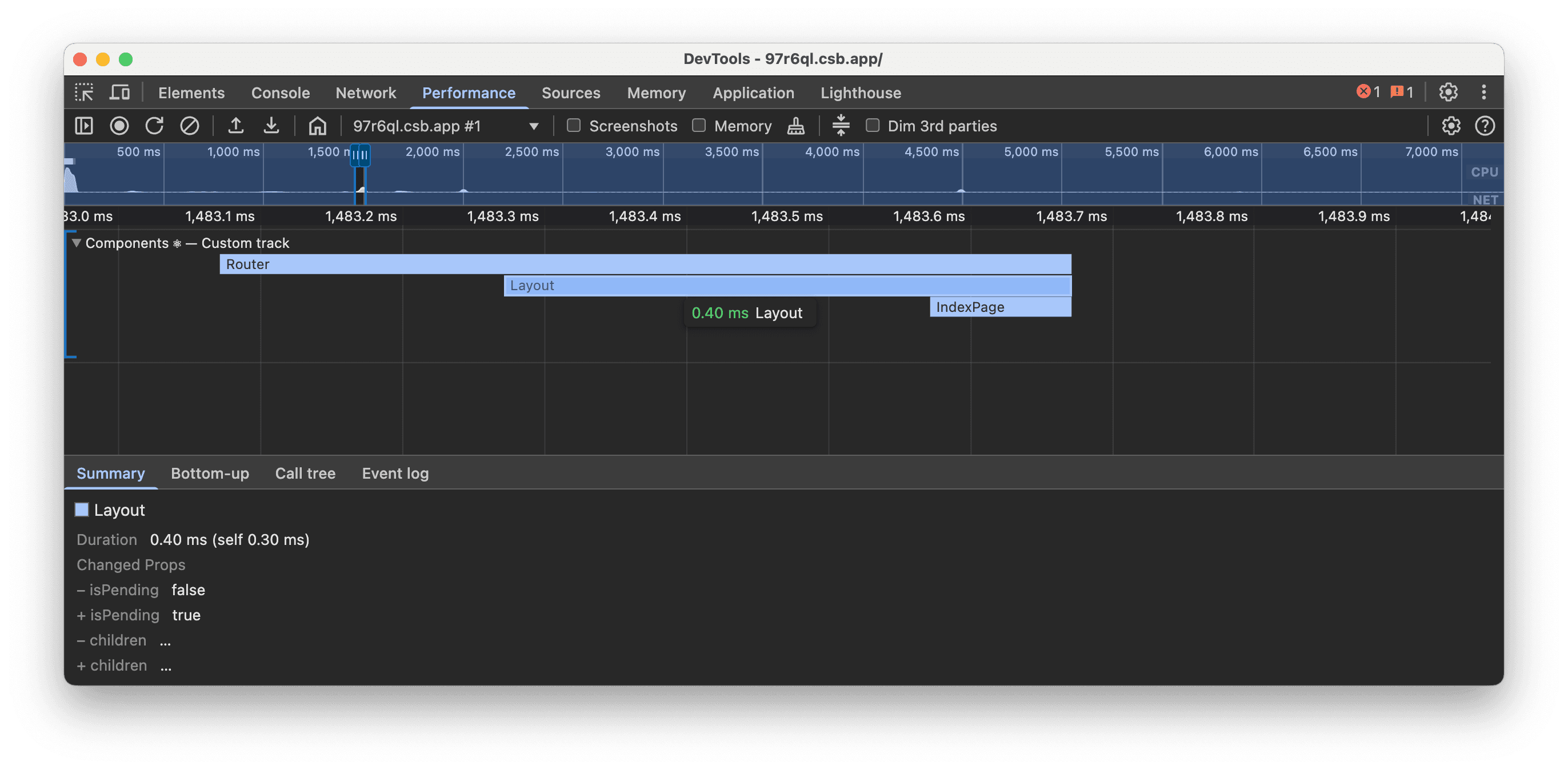 Components track: changed props