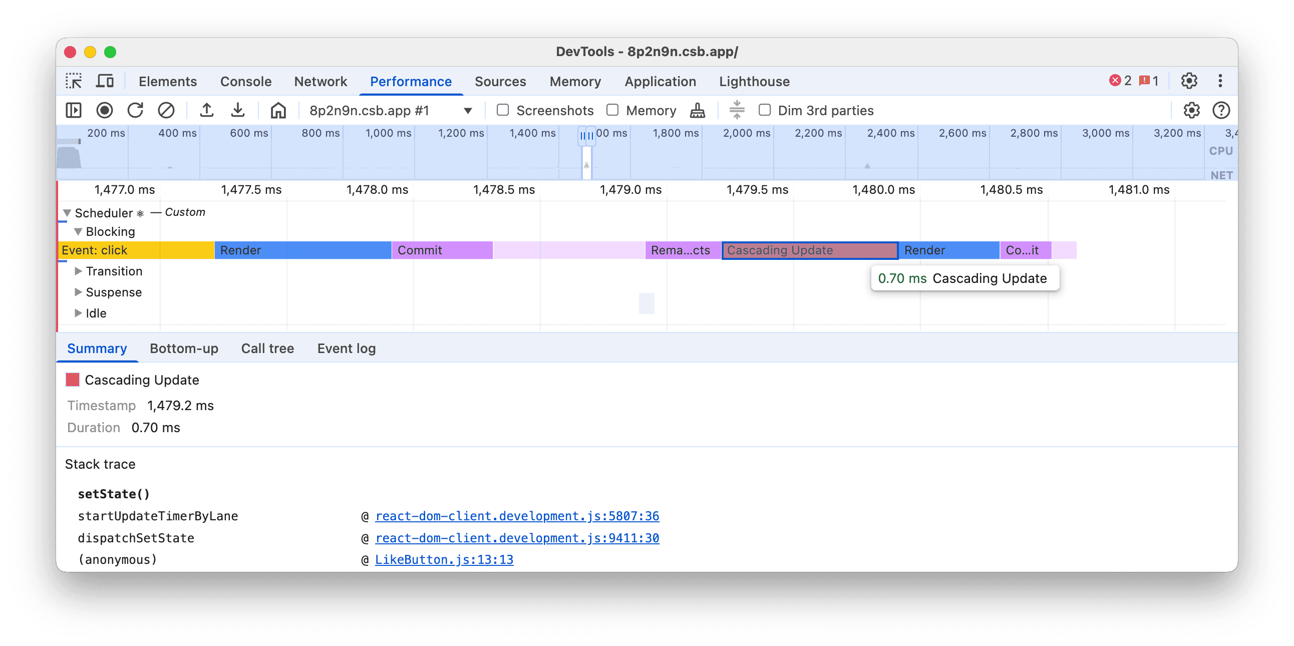 Scheduler track: cascading updates